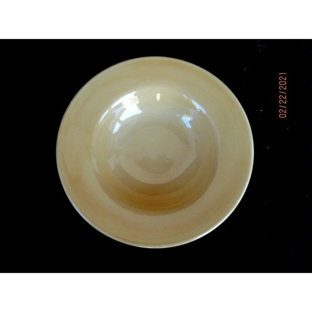 Pottery Barn Sausalito Amber Gold Rim Soup/Pasta Bowl Hand‎ Painted